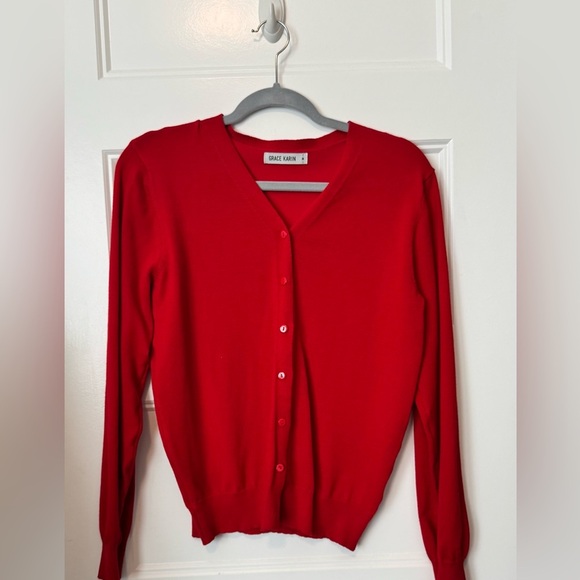Grace Karin Cardigan Red Size Medium - Picture 1 of 4